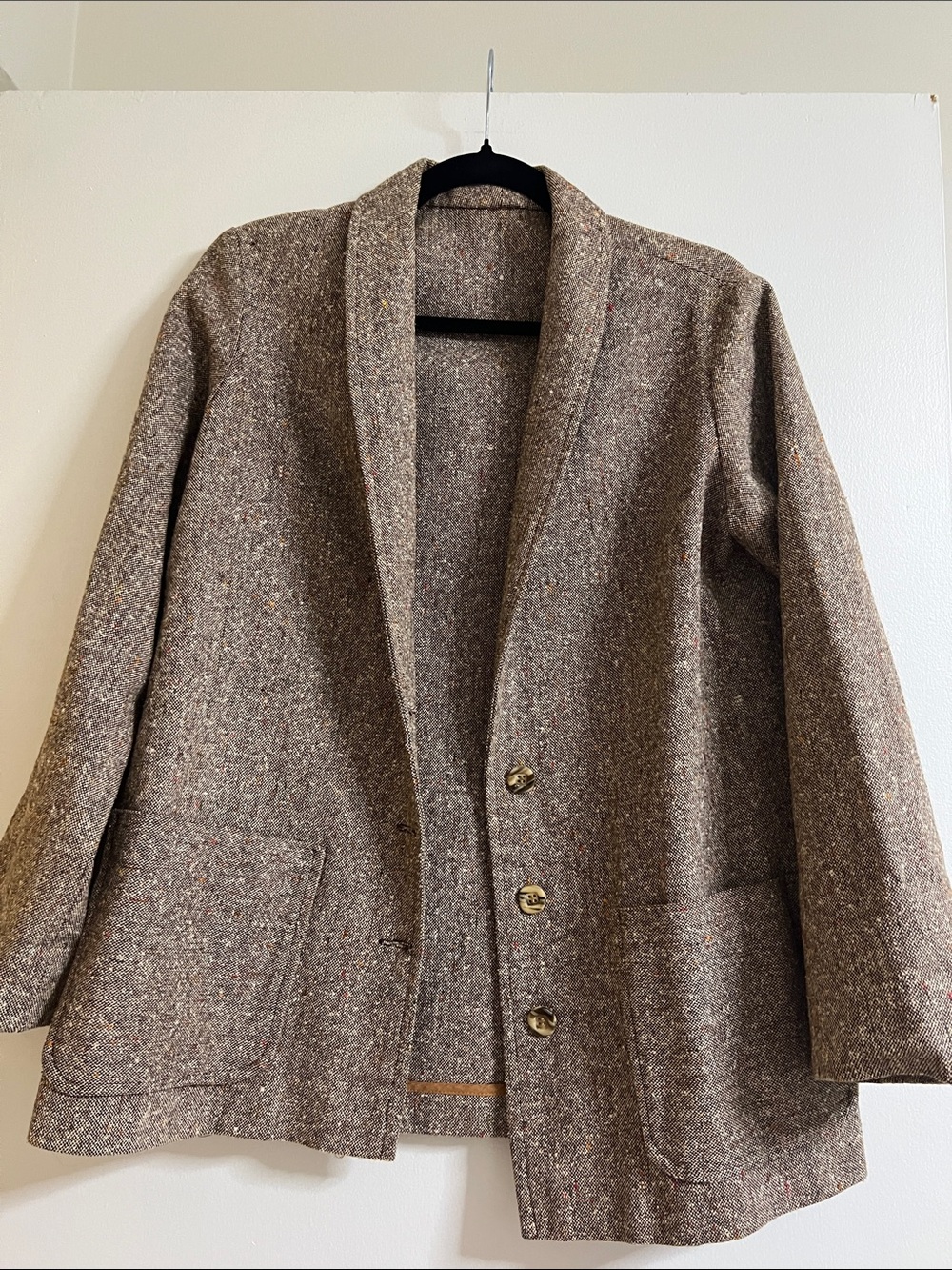 Brown Tweed Open Blazer Jacket